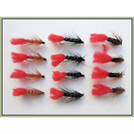 12 Wet Flies - Zulu,Red Tag, Soldier Palmer