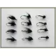 12 Wet Flies - Black Spider, Black Magic & Pearl Lurex