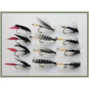 12 Barbless Wet Flies - Butcher, Teal Blue, Black Pennell