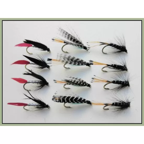12 Barbless Wet Flies - Butcher, Teal Blue, Black Pennell