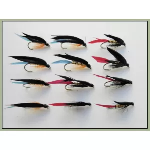 12 Barbless Wet Flies - Butchers, Gold and Kingfisher