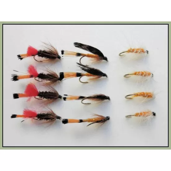 12 Wet Flies - Ke-he,Grenadier,Grouse & Orange