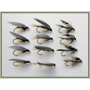 12 Wet Flies - Hares Ear, March Brown & Greenwell