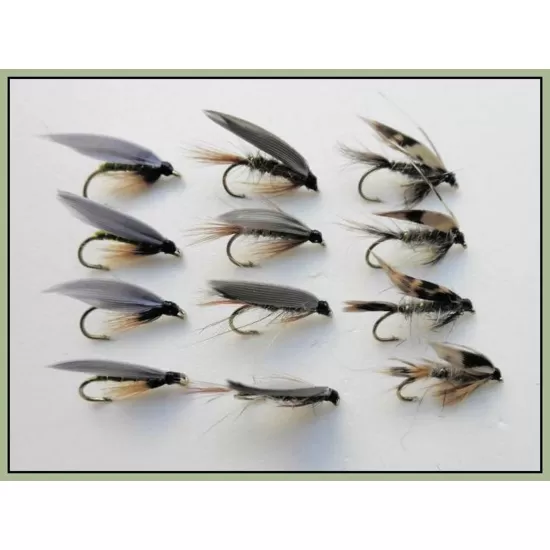 12 Wet Flies - Hares Ear, March Brown & Greenwell