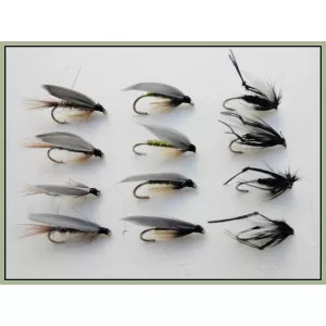 12 Wet Flies - Hares Ear, Hawthorn & Greenwell