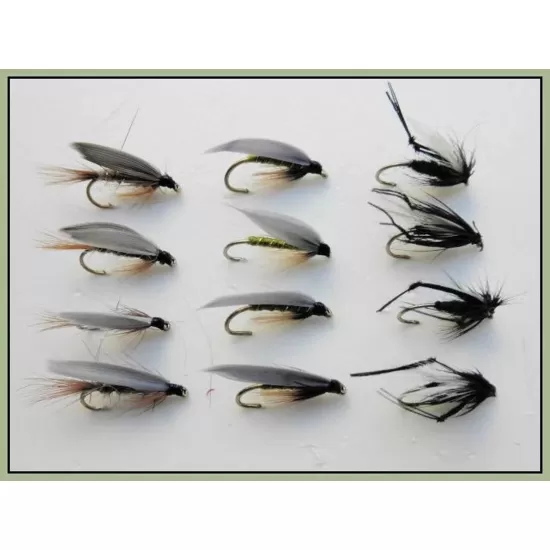 12 Wet Flies - Hares Ear, Hawthorn & Greenwell
