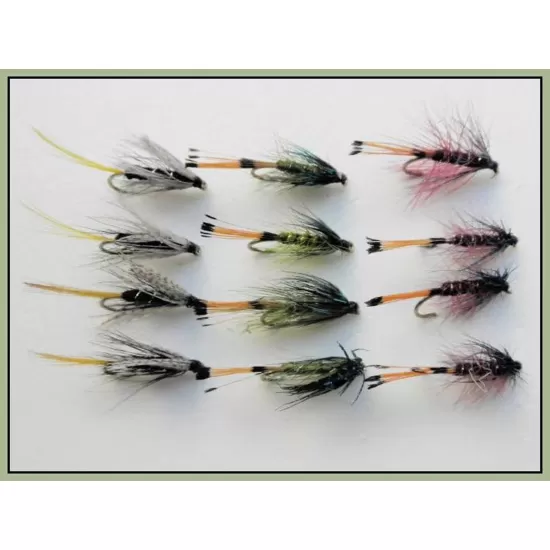 12 Wet Flies - Kate McClaren, Olive & Claret Bumble