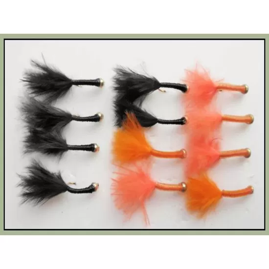 12 Goldhead Copper Wire - Orange and Black Marabou