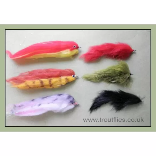 6 Mixed Pike Flies - 3 UW Zonkers & 3 Fry Imitation
