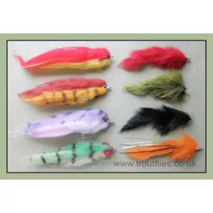 8 Pike Flies - Fry Imitations (x4), Zonkers (x3) , Pumpkin (x1)