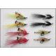 8 Salmon Doubles - Black and Silver, Red Allys Shrimp, Yellow Allys Shrimp and Green Highlander
