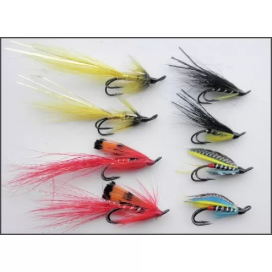 8 Salmon Doubles - Silver Doctor, Red Allys Shrimp, Banana Shrimp and Monkey