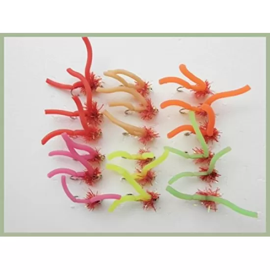 18 Mixed Gold Bead Fritz Squirmy Worm, Mixed Colours