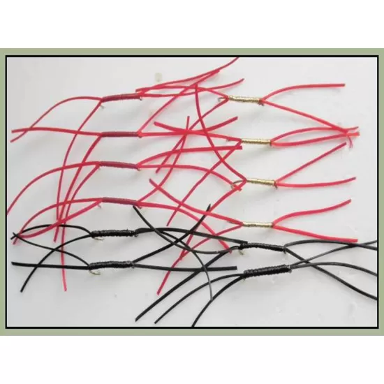 12 Barbless Apps Bloodworm - Black, Red, Red/Gold