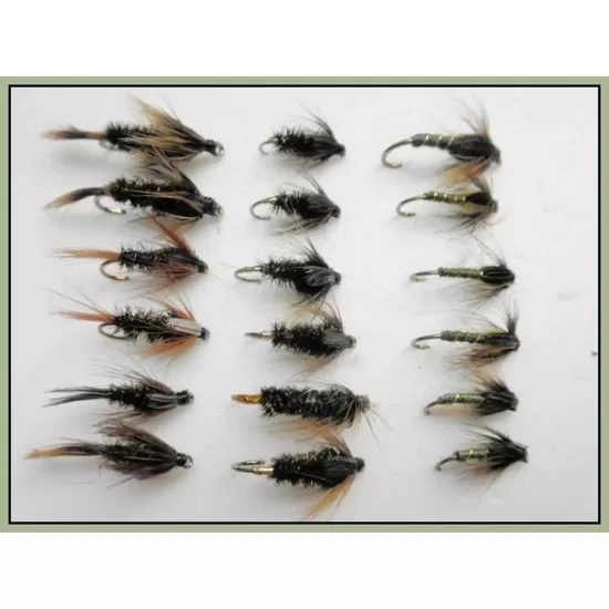 18 Nymph Flies, Greenwell, Tiger and Coch y bondhu