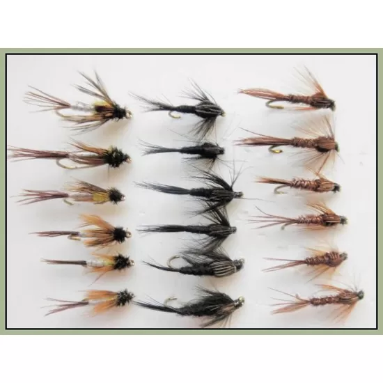 18 Nymph Flies,Black Gnat,Pheas Tail, Hatching Sedge