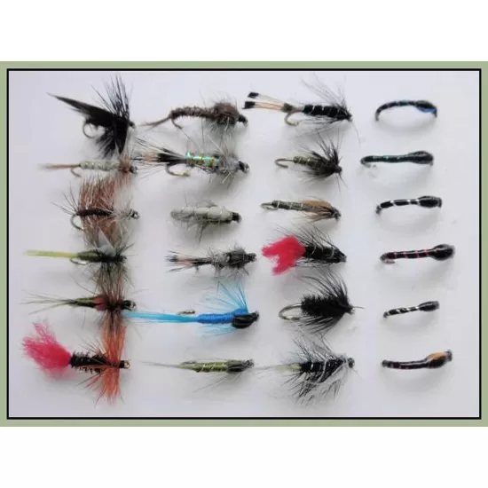 24 Mixed Trout Flies, Crisp Buzzer,Dry,Nymph Wets