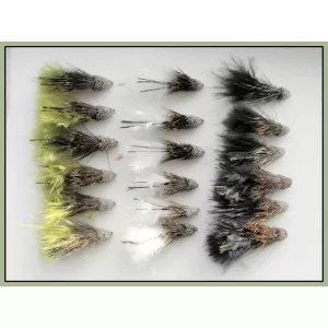 18 Muddlers, Black White and Olive