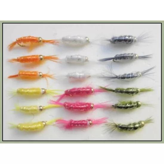 18 Barbless Scud, Mixed Colours