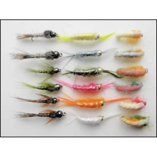 18 Grayling Flies - Tungsten, Czech, Scud