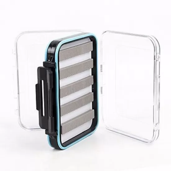 Clear Lid Fly Box - Double Sided (Blue Rim)