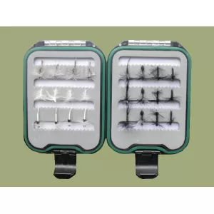 Lanyard Box - 24 Barbless Black and White Dries