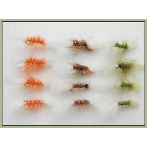 12 Barbless Shipman Buzzer - Orange, Brown & Olive