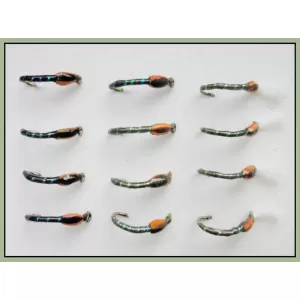 12 Epoxy Sparkle Buzzers - olive, black, olive with breathers.