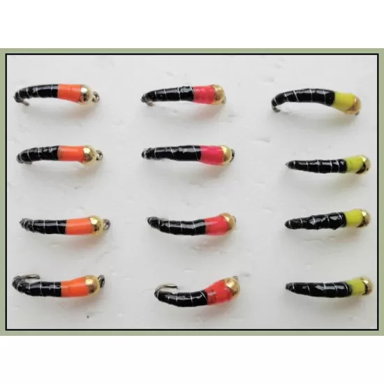 12 Goldhead Okey Dokey - red,orange, yellow - Blacks