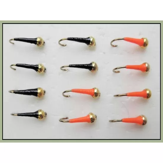 12 BARBLESS Goldhead Buzzer - SBK Black and Orange