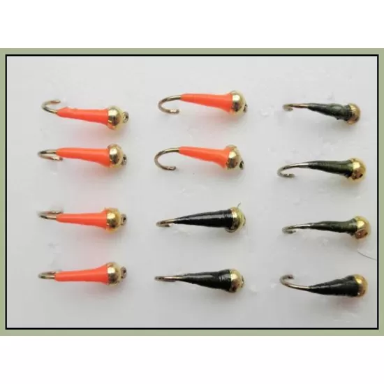 12 Barbless Goldhead Buzzer - SBK Orange and Olive