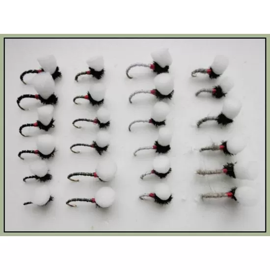 24 Suspender Buzzers - Black, White, Olive and Hares Ear