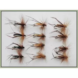 12 Barbless Hoppers Orange, Brown & Black