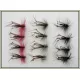 12 Hoppers, Coloured Hackles - black, claret, olive