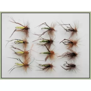 12 Barbless Hoppers - Claret, Olive & Yellow