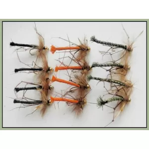12 Goldhead detached Daddy Long Legs - Orange, Black, Olive