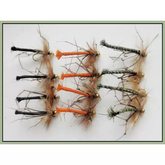12 Goldhead detached Daddy Long Legs - Orange, Black, Olive