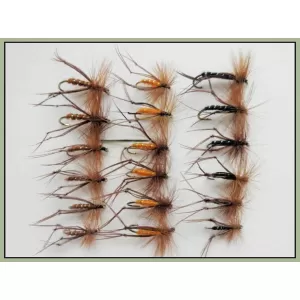 18 Barbless Hoppers- Black, Brown & Orange