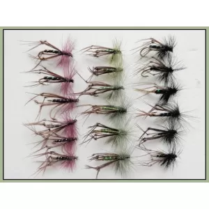 18 Hoppers- Coloured Hackles - Claret, Black, Olive