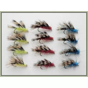 12 Barbless Sedgehogs - Yellow, Red & Blue