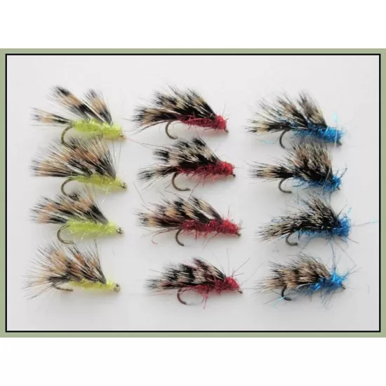 12 Barbless Sedgehogs - Yellow, Red & Blue