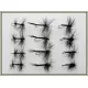 12 Barbless Dry Flies - Spider,Gnat & Knotted Midge