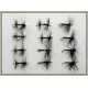 12 Dry Flies - Black Spider and Knotted Midge