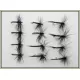 12 Dry Flies - Black Spider and Black Gnat