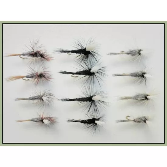 12 Parachute Dries - Adams, Duster & Black