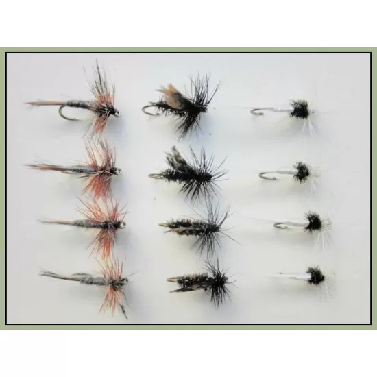12 Dry Flies - Adams,Alder & Caenis