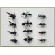 12 Barbless Dry Flies - Griffiths Gnat, Alder & Traditional Ant