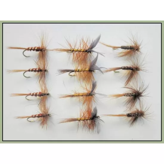 12 Dry Flies - Whickhams, Brown Midge & Pheasant Tail
