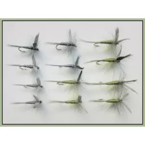 12 Dry Flies - Olive and Blue Dun