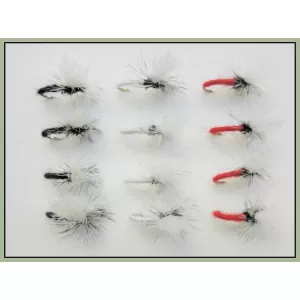 12 klinkhammer Dry Flies - Black,Red and White